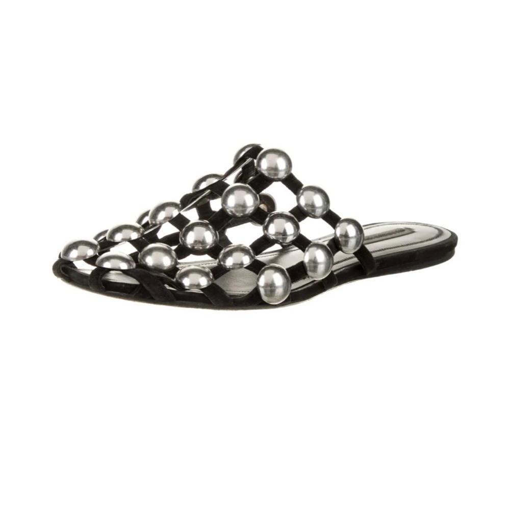 Alexander Wang black suede cage flats with silver studs NEW